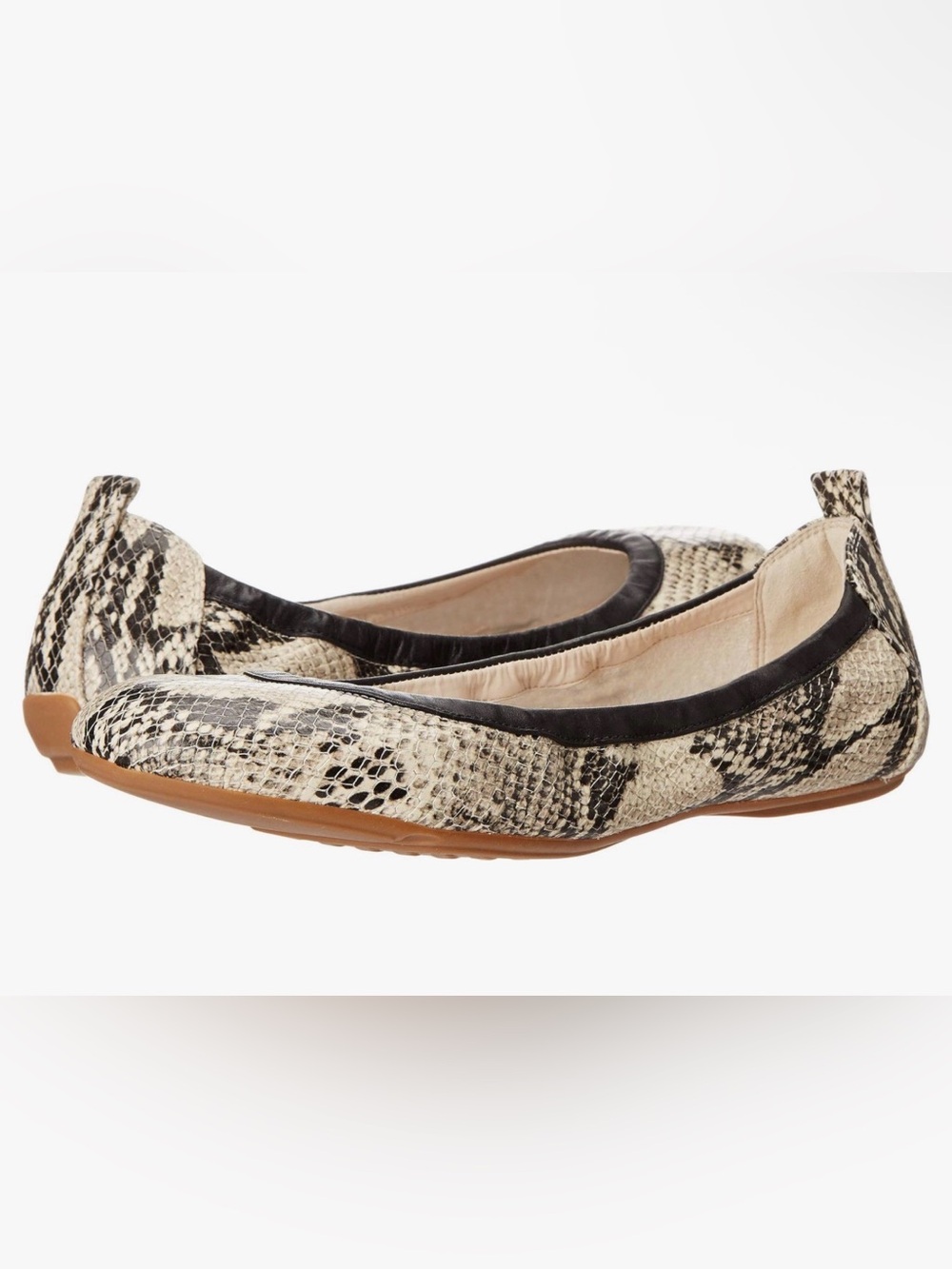 Cole Haan Snake-Print Ballet Flats with Black Trim